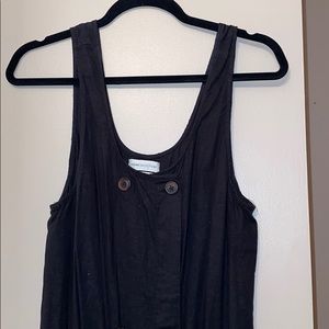 Black linen dress with buttons